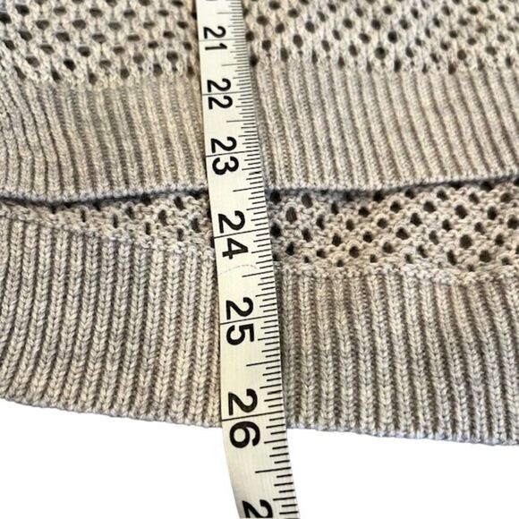 One Grey Day Open Weave Sweater Hoodie Gray Drawstring All Season Size Small - Picture 8 of 10